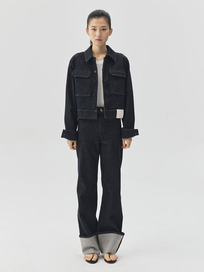 Folding Hem Raw Denim Jeans