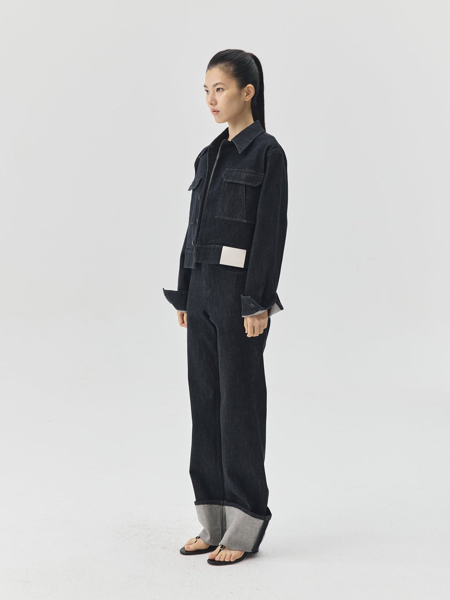 Cropped Raw Denim Boxy Jacket