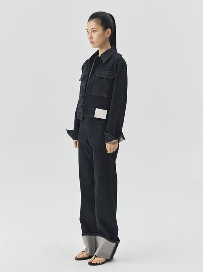 Folding Hem Raw Denim Jeans