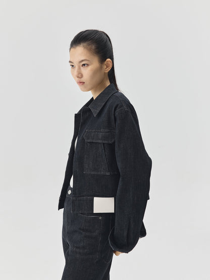 Cropped Raw Denim Boxy Jacket