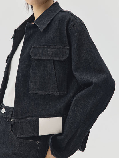 Cropped Raw Denim Boxy Jacket