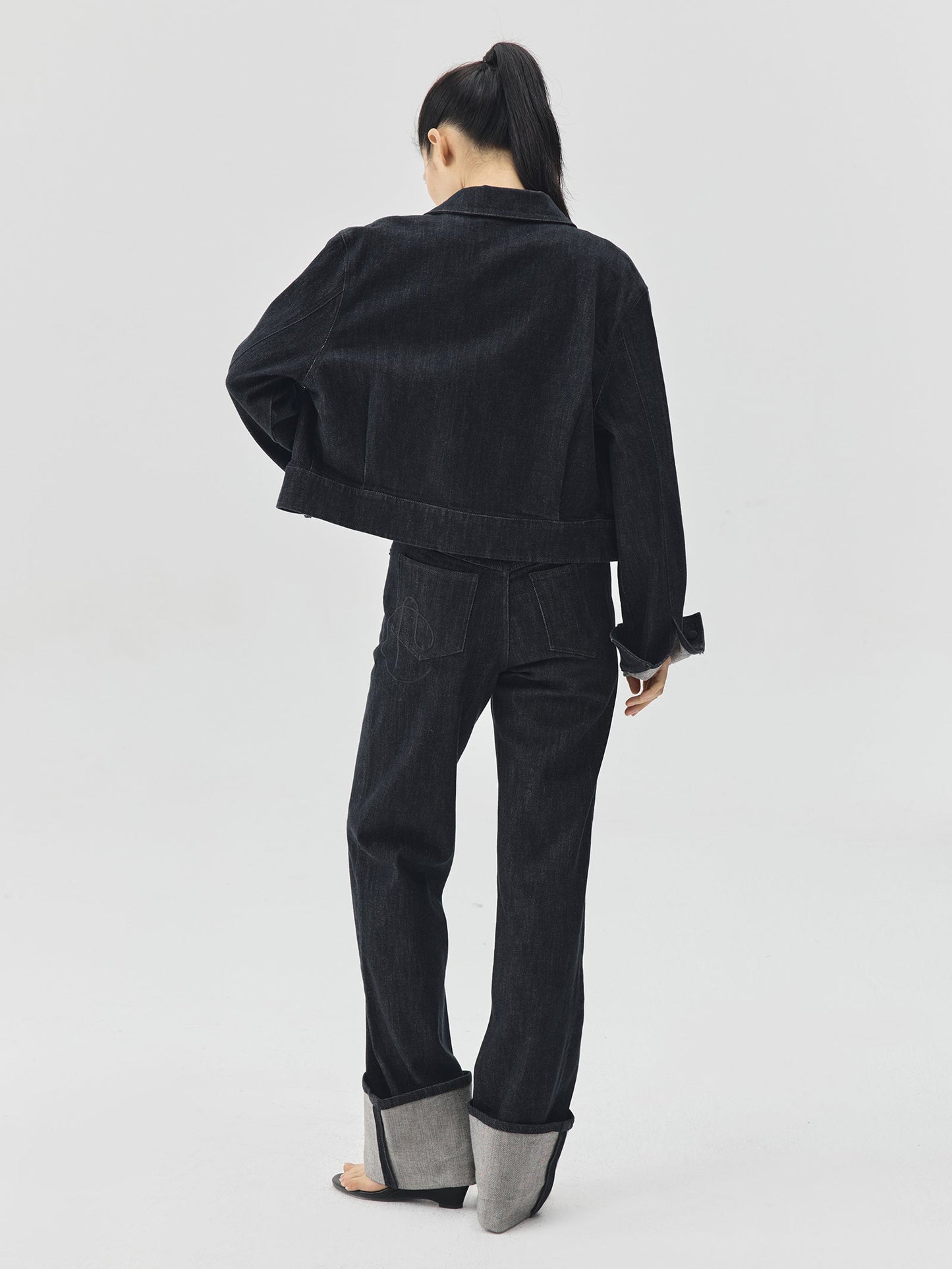 Cropped Raw Denim Boxy Jacket