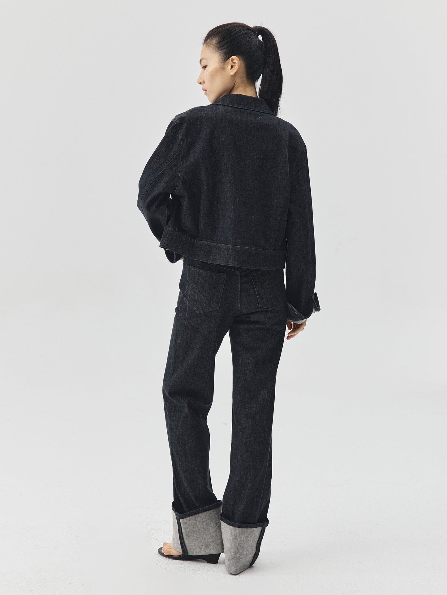 Folding Hem Raw Denim Jeans
