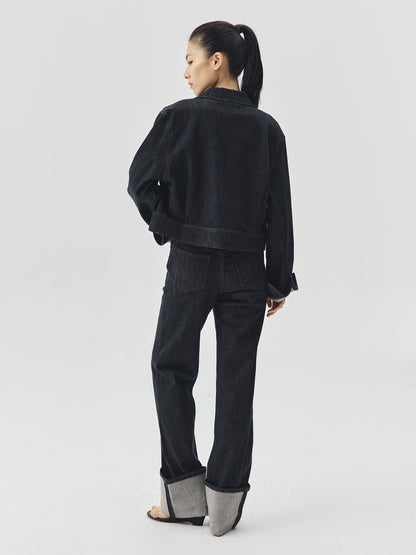 Folding Hem Raw Denim Jeans