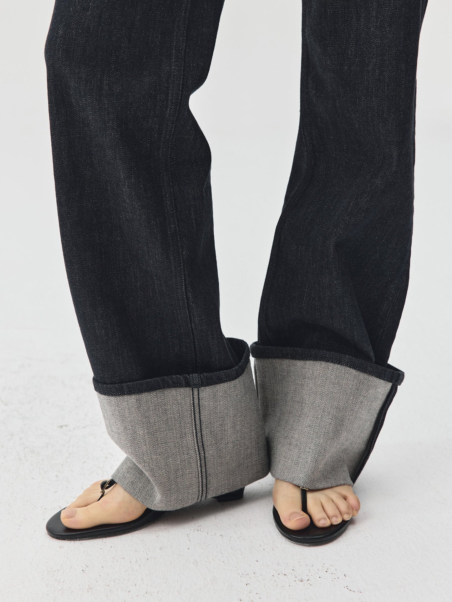 Folding Hem Raw Denim Jeans