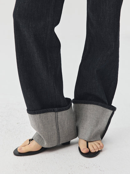 Folding Hem Raw Denim Jeans
