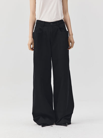 Wide-Leg Trousers with Draped Pockets
