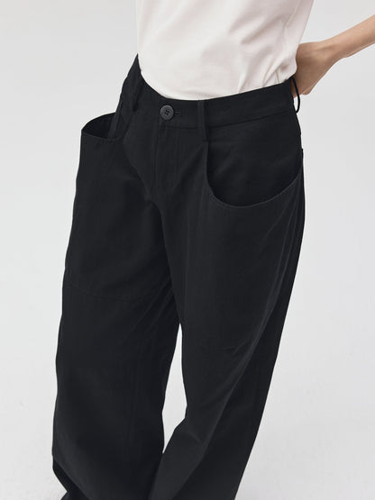 Wide-Leg Trousers with Draped Pockets