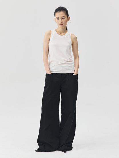 Wide-Leg Trousers with Draped Pockets