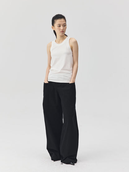 Wide-Leg Trousers with Draped Pockets