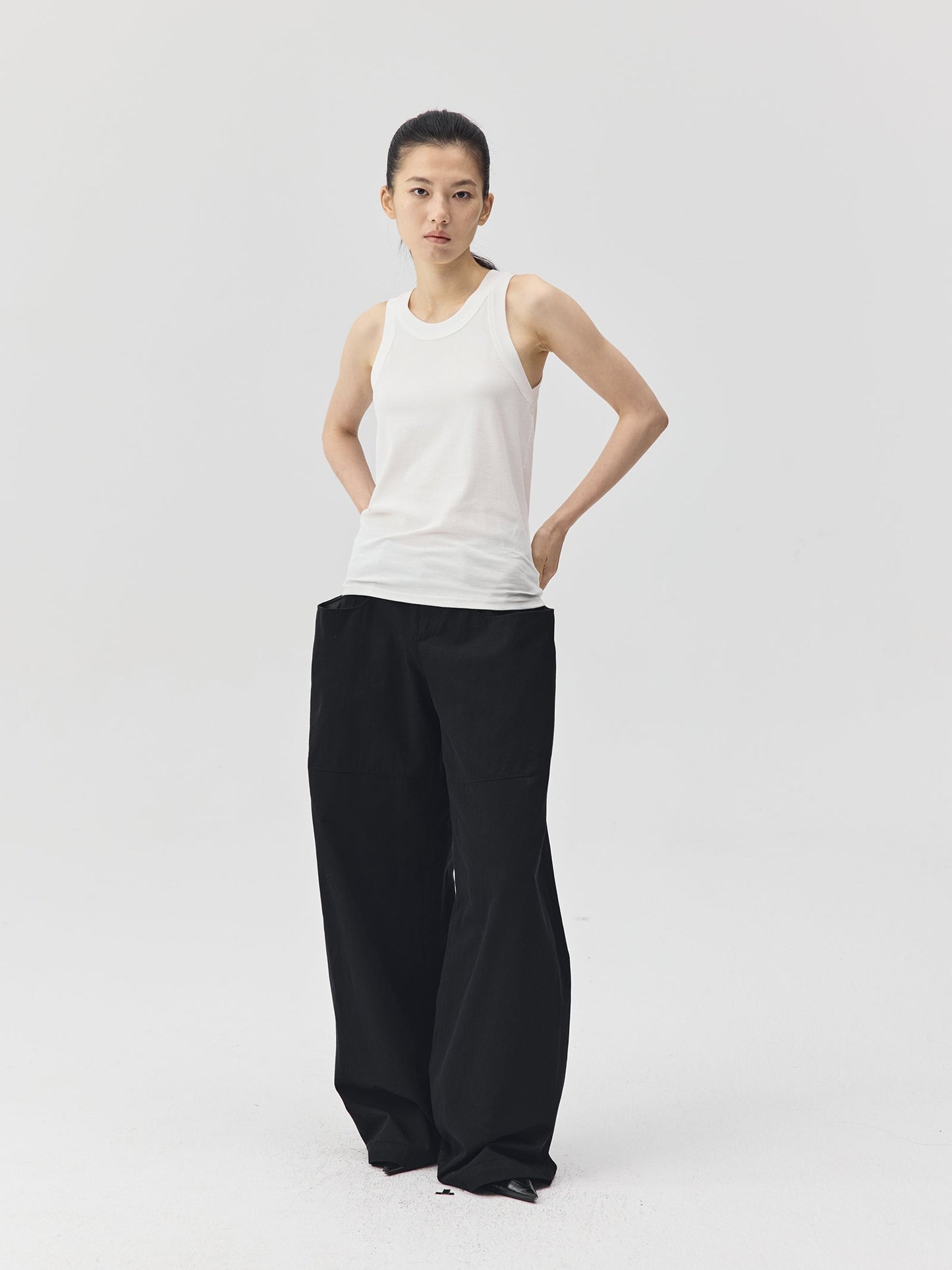 Wide-Leg Trousers with Draped Pockets