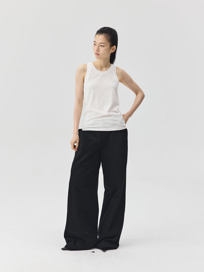 Wide-Leg Trousers with Draped Pockets