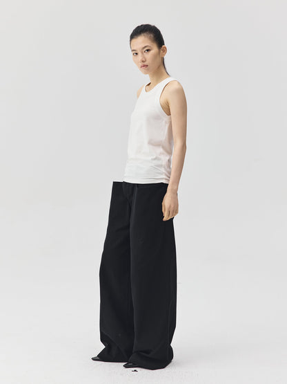 Wide-Leg Trousers with Draped Pockets