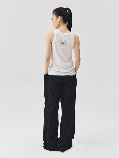 Wide-Leg Trousers with Draped Pockets