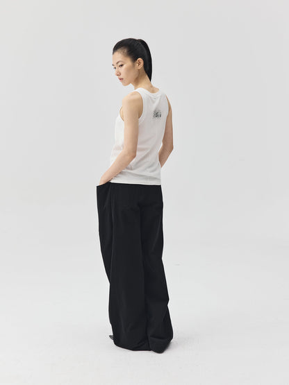 Wide-Leg Trousers with Draped Pockets