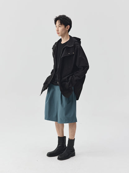 Washed Workwear Style Long Jacket