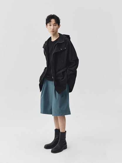 Washed Workwear Style Long Jacket