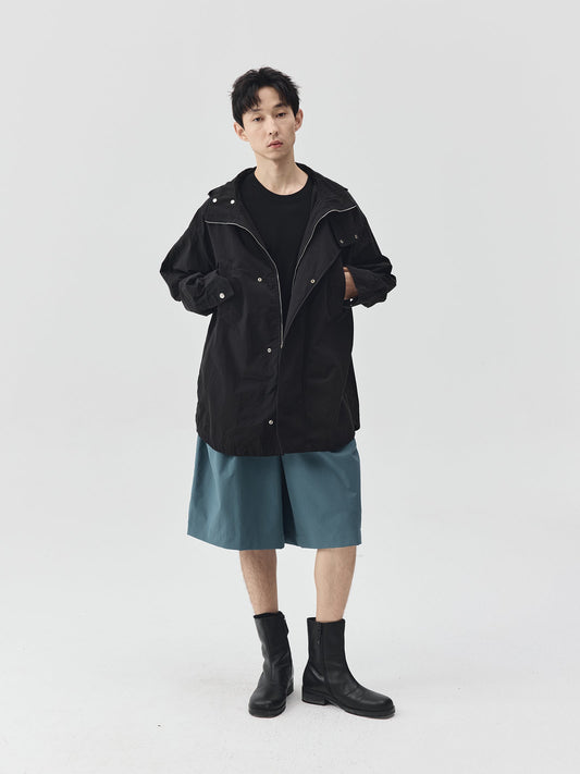 Washed Workwear Style Long Jacket