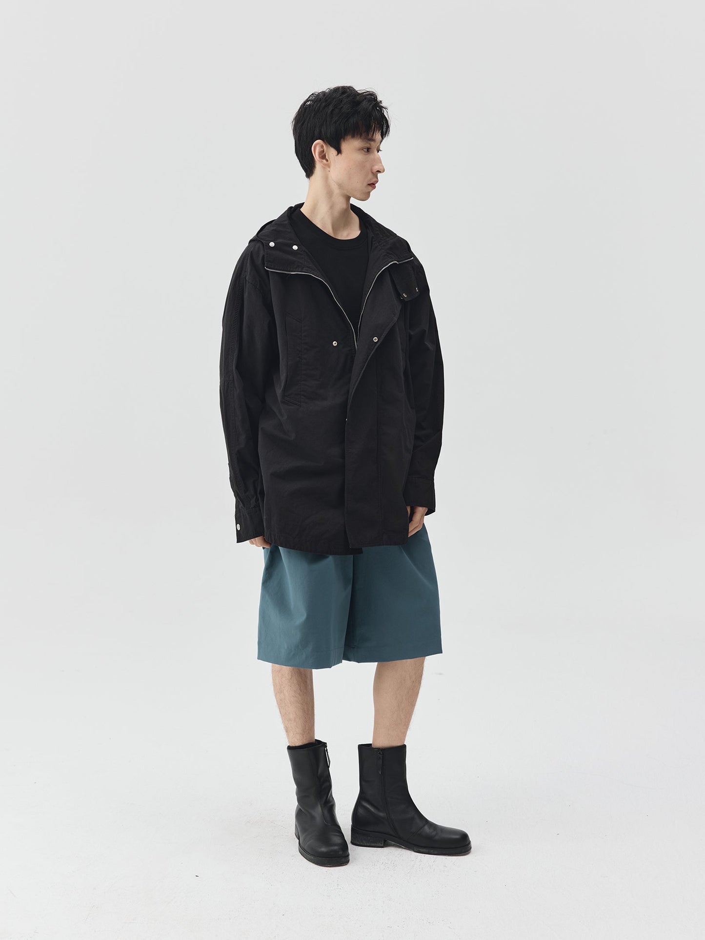 Washed Workwear Style Long Jacket