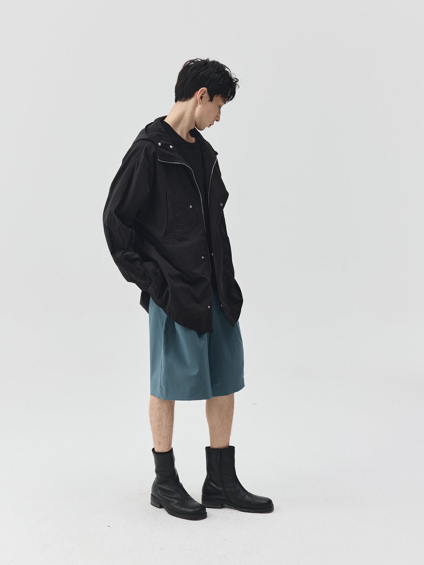Washed Workwear Style Long Jacket