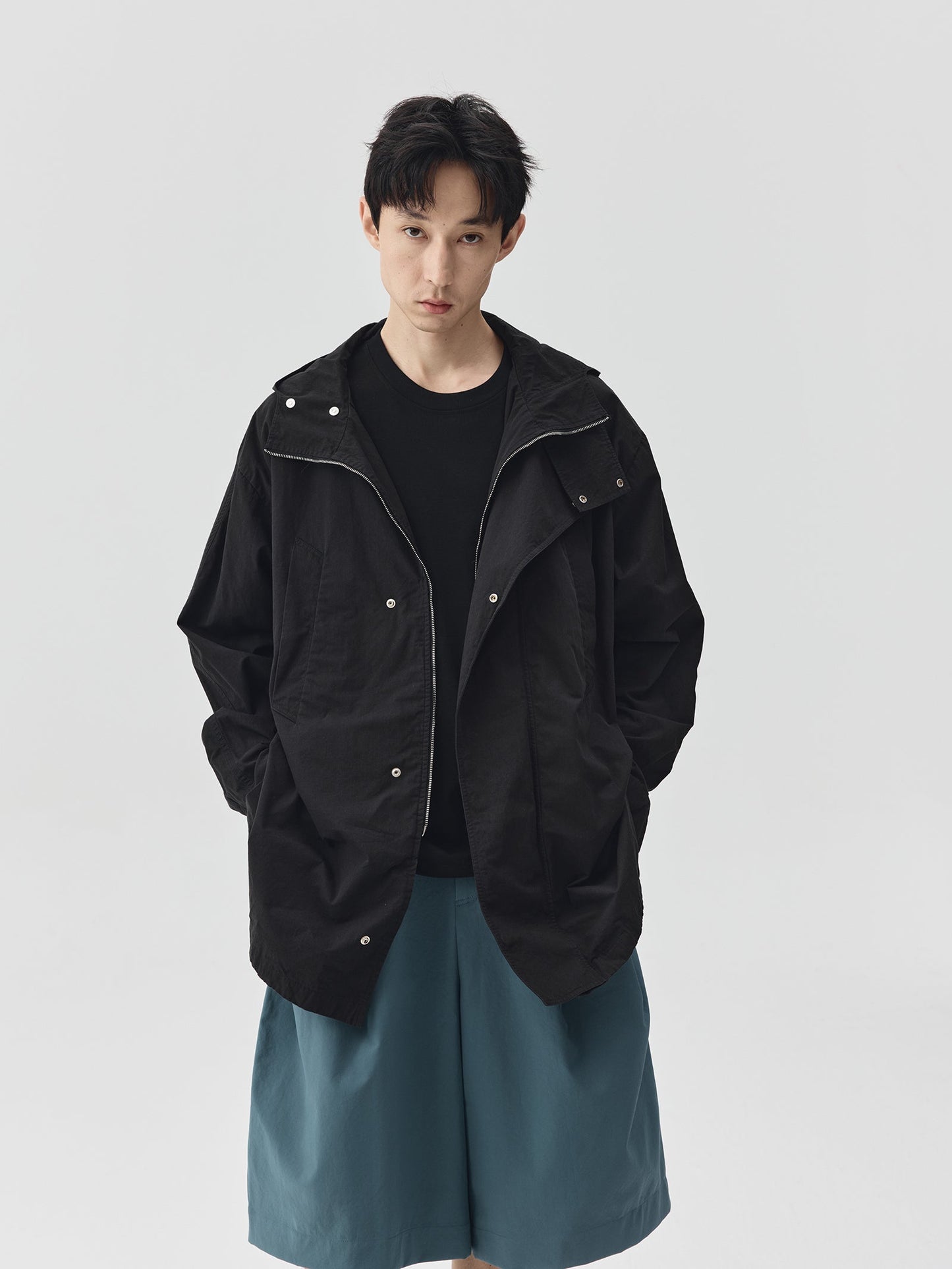 Washed Workwear Style Long Jacket