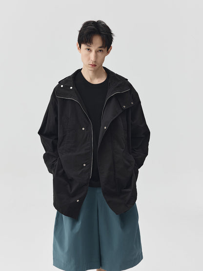 Washed Workwear Style Long Jacket