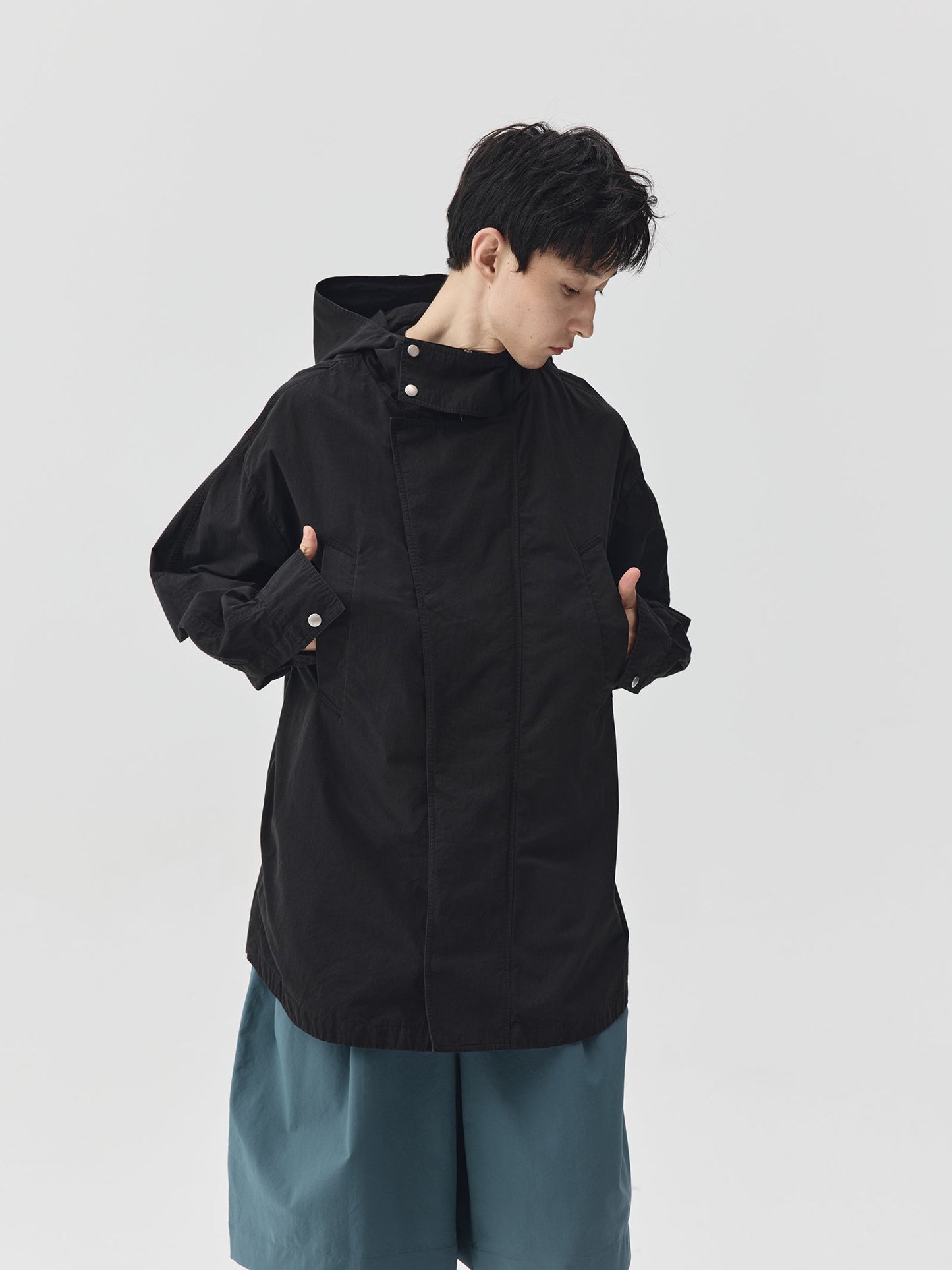 Washed Workwear Style Long Jacket