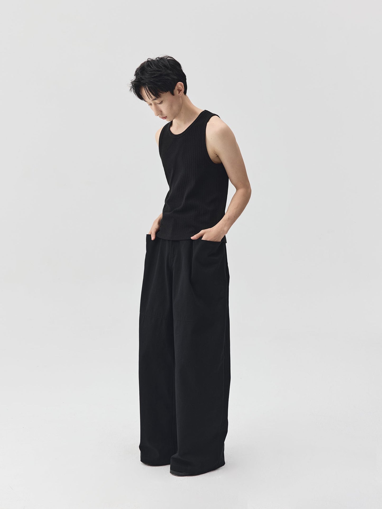 Wide-Leg Trousers with Draped Pockets