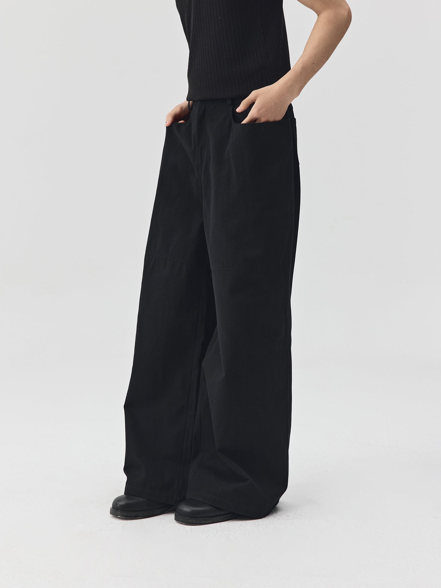 Wide-Leg Trousers with Draped Pockets