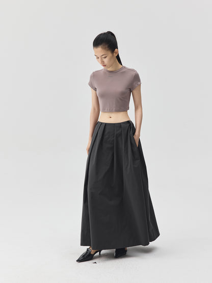 Cropped Stretch Jersey Short-Sleeve T-Shirt