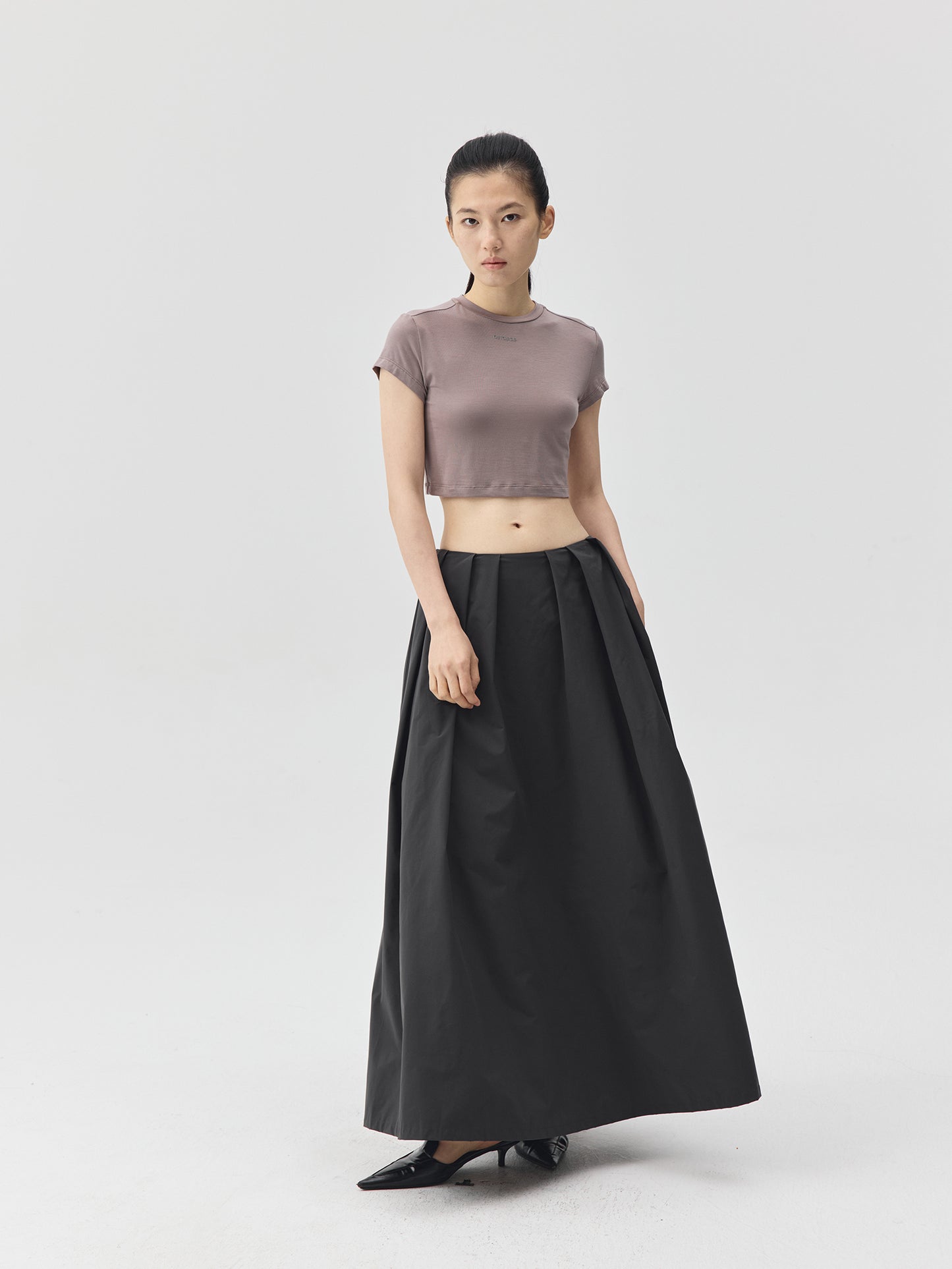Cropped Stretch Jersey Short-Sleeve T-Shirt