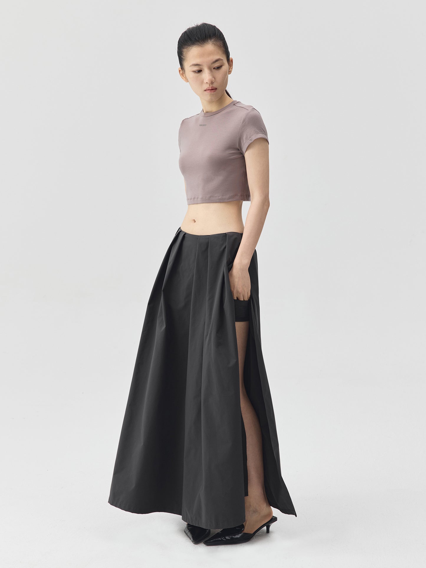 Cropped Stretch Jersey Short-Sleeve T-Shirt