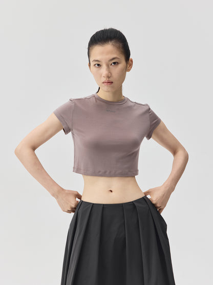 Cropped Stretch Jersey Short-Sleeve T-Shirt