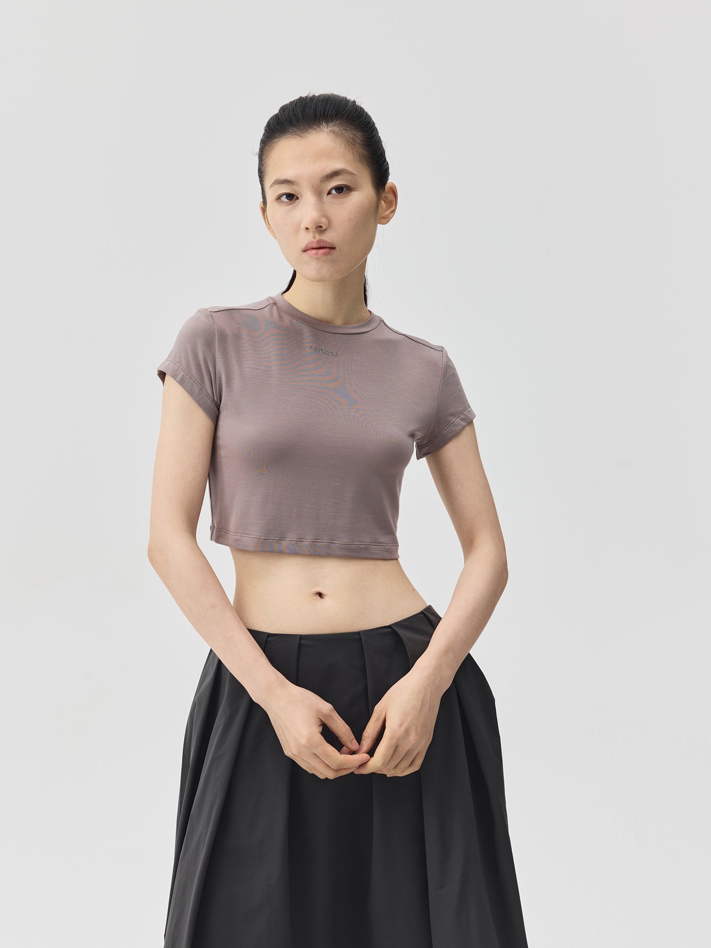 Cropped Stretch Jersey Short-Sleeve T-Shirt