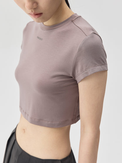 Cropped Stretch Jersey Short-Sleeve T-Shirt