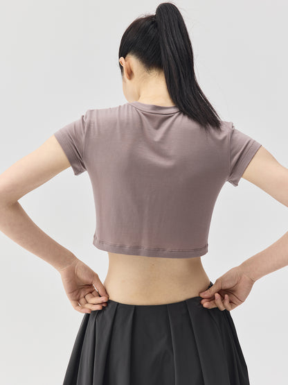 Cropped Stretch Jersey Short-Sleeve T-Shirt