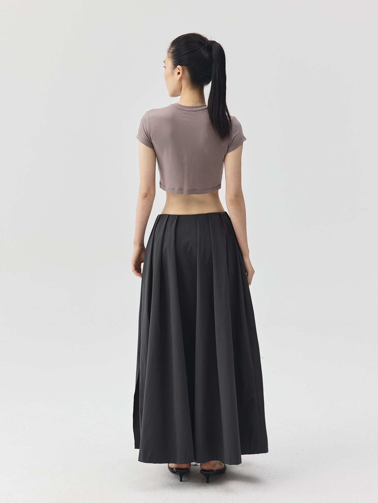 Cropped Stretch Jersey Short-Sleeve T-Shirt