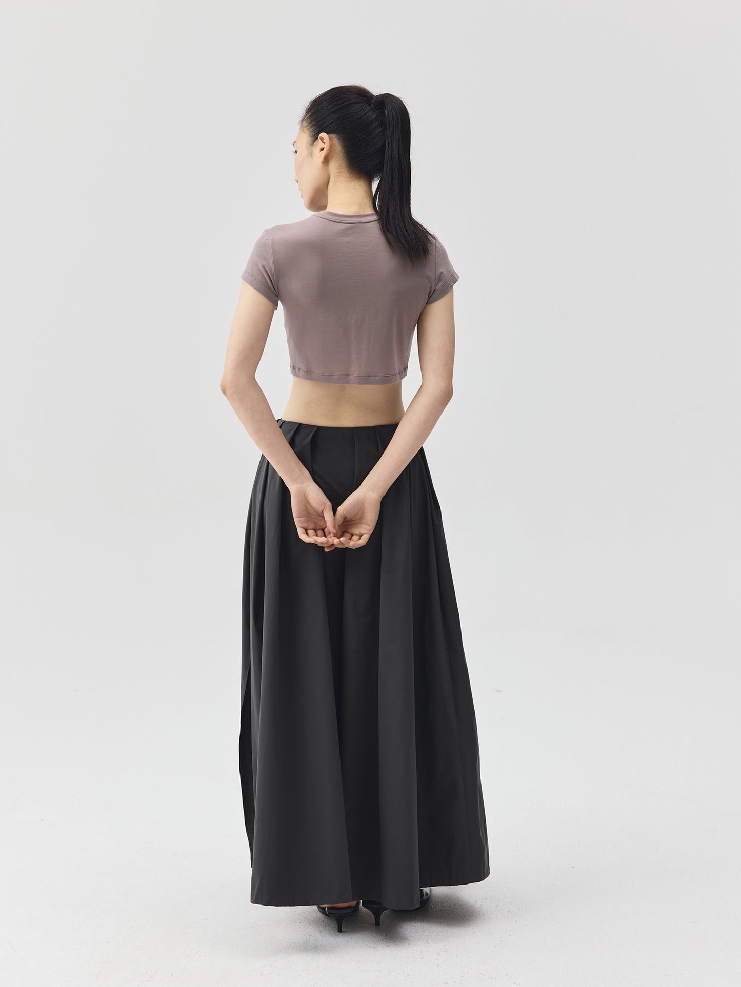 Cropped Stretch Jersey Short-Sleeve T-Shirt