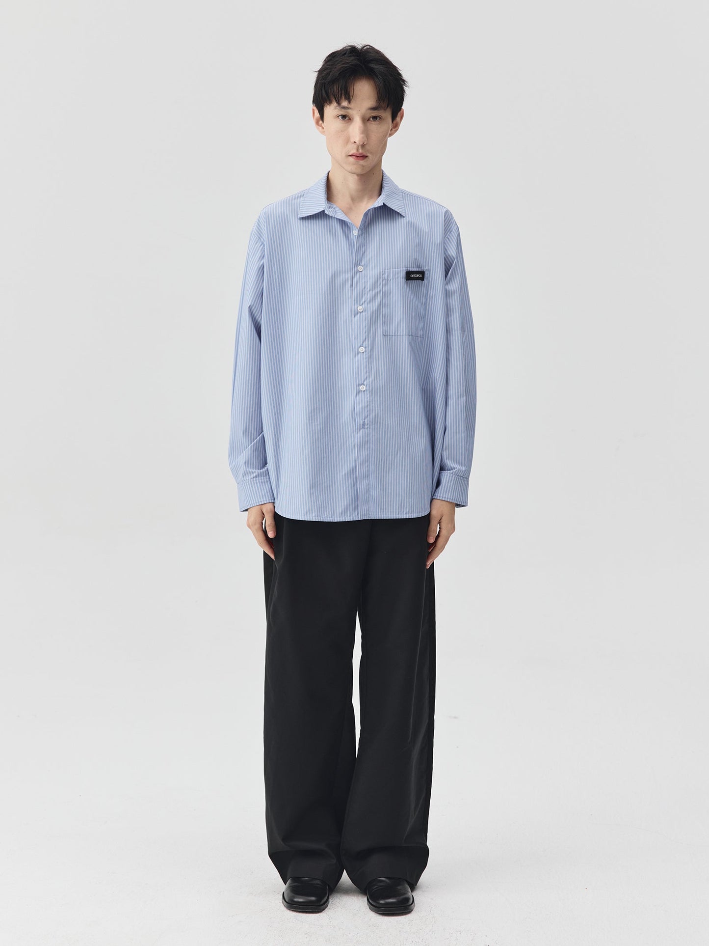 Blue Stripes Logo Front Pocket Shirt