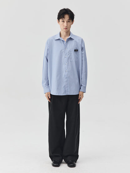 Blue Stripes Logo Front Pocket Shirt