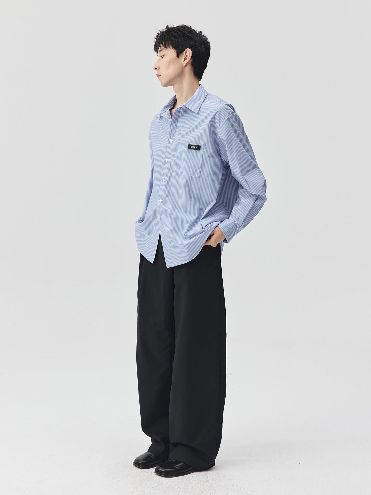 Blue Stripes Logo Front Pocket Shirt
