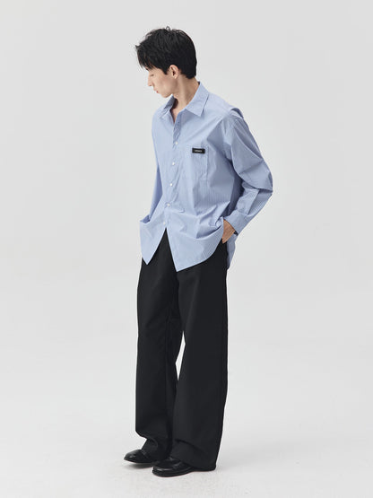 Blue Stripes Logo Front Pocket Shirt