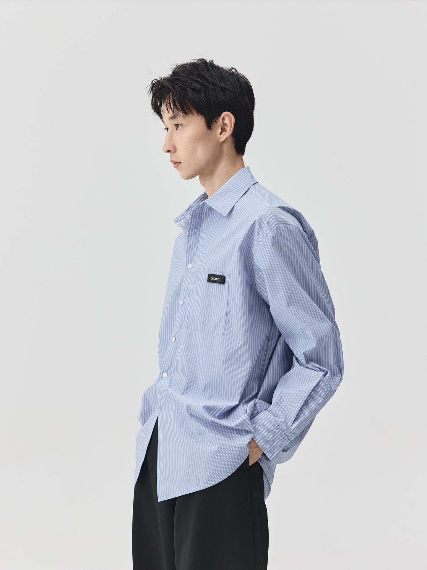 Blue Stripes Logo Front Pocket Shirt