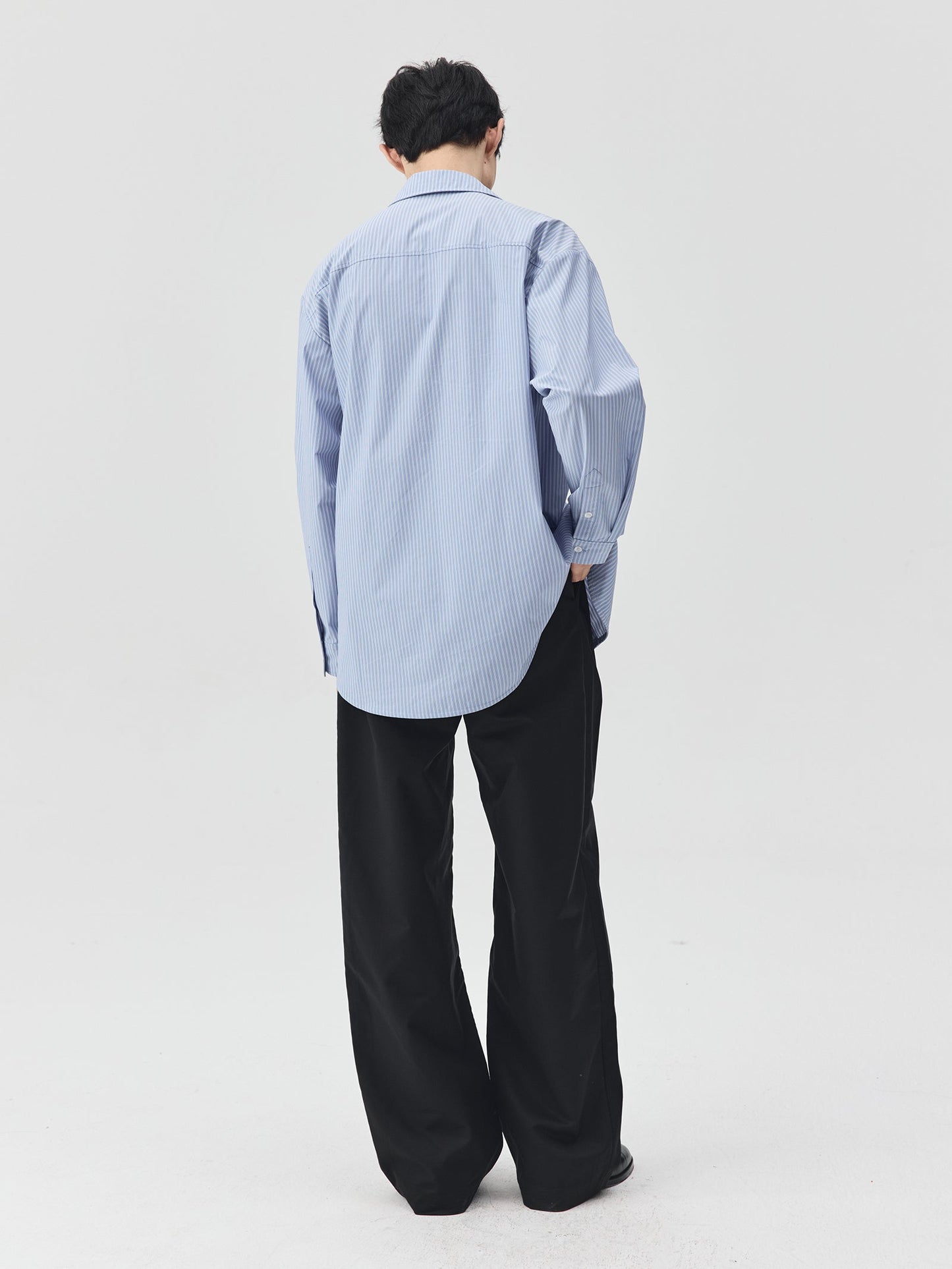 Blue Stripes Logo Front Pocket Shirt