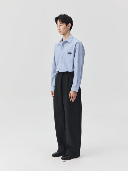 Blue Stripes Logo Front Pocket Shirt
