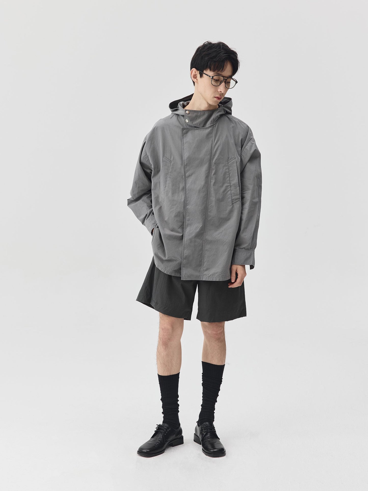 Washed Workwear Style Long Jacket