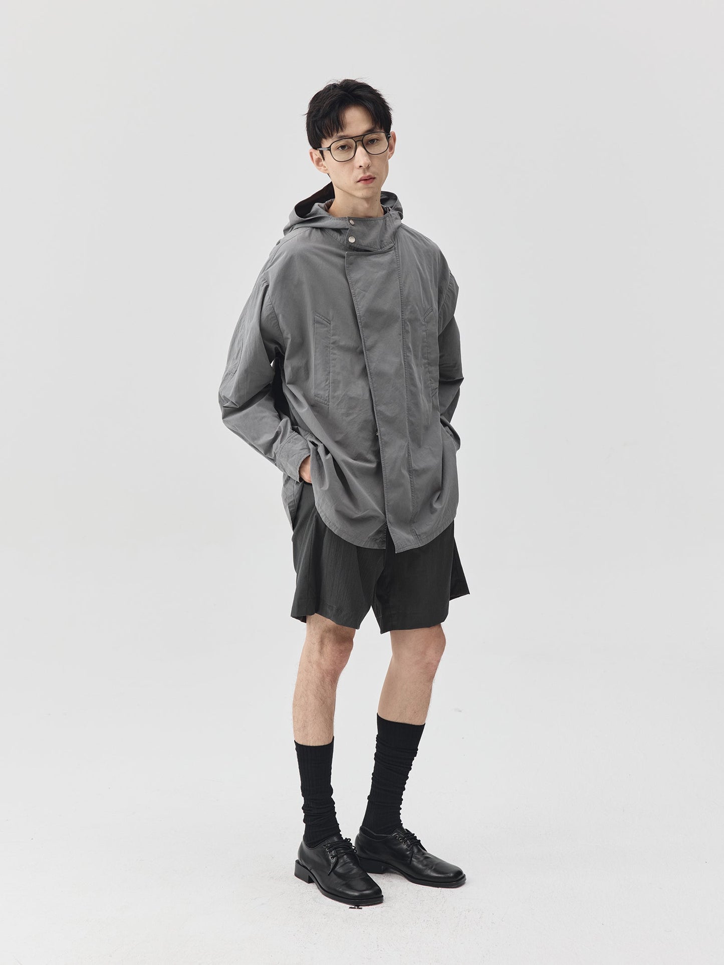 Washed Workwear Style Long Jacket