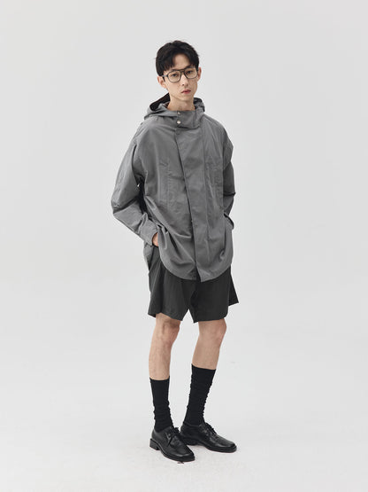 Washed Workwear Style Long Jacket