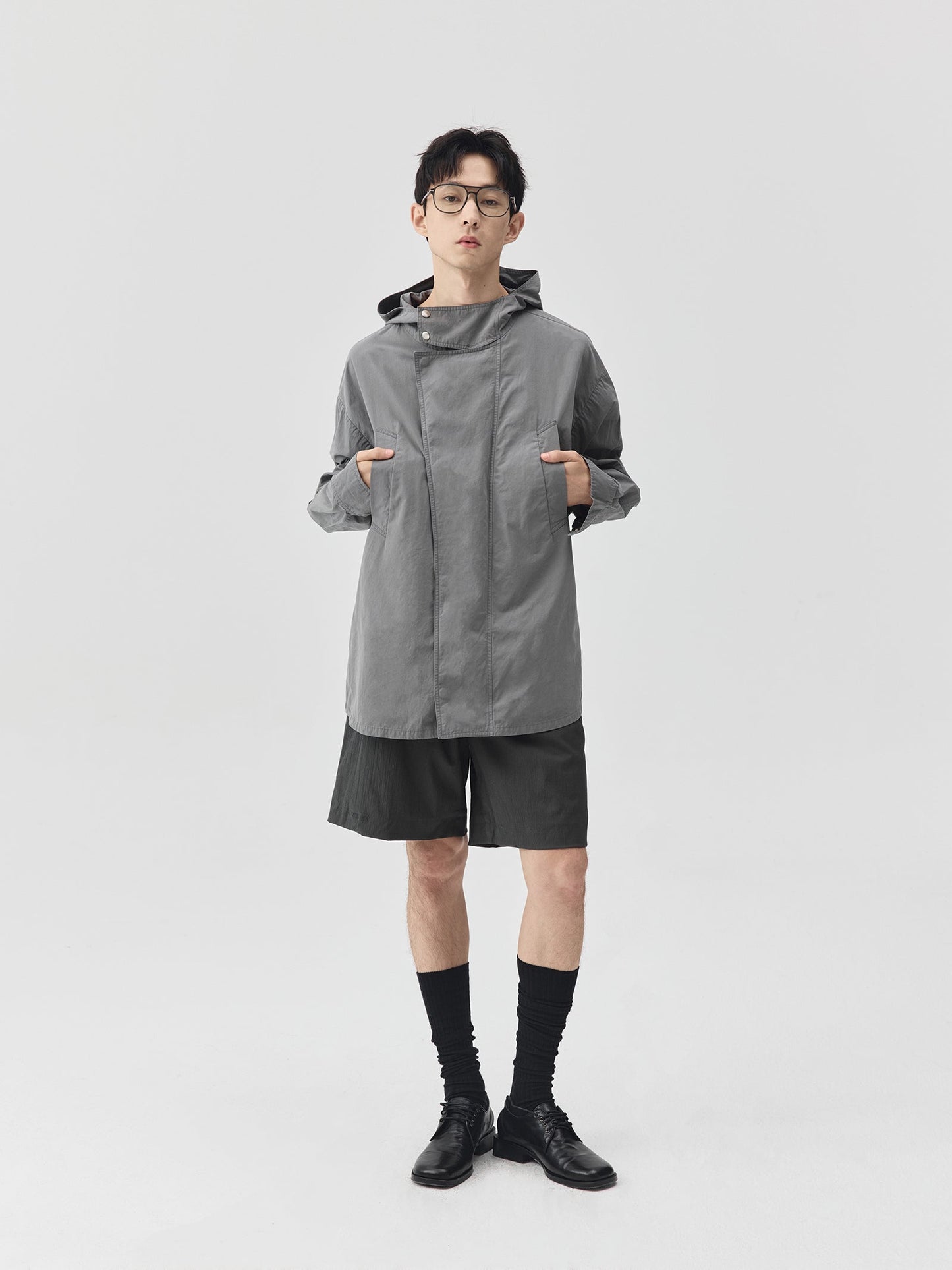 Washed Workwear Style Long Jacket