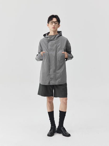 Washed Workwear Style Long Jacket